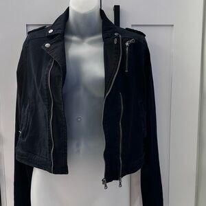 HUDSON JEANS Black Stretch Denim Moto Style Jacket Girls Size XL Kids